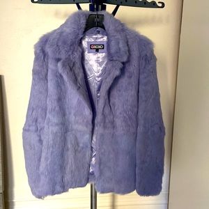 EUC XOXO Lilac Rabbit Fur Jacket